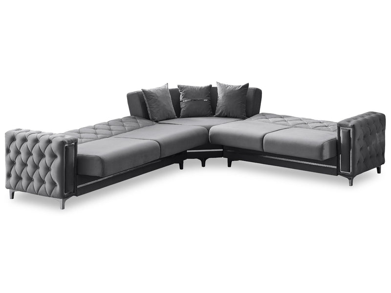 Bolivya Convertible Sectional Sofa Grey in Grey - 105-BOL-ANK152-5
