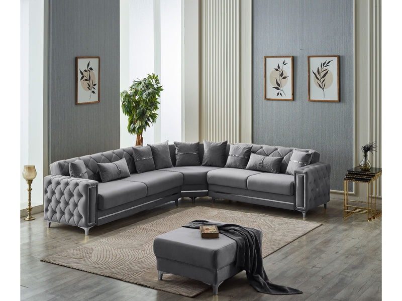 Bolivya Convertible Sectional Sofa Grey in Grey - 105-BOL-ANK152-5