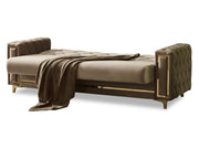 Bolivya Convertible Sofa Beige With Gold Legs in Beige - 101-BOL-AN153-3
