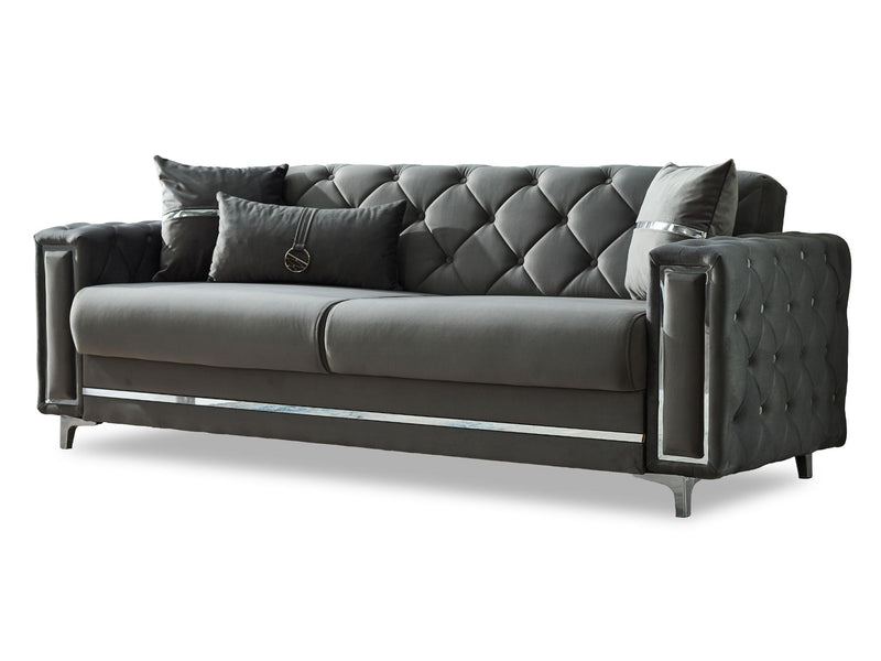 Bolivya Convertible Sofa Grey With Silver Legs in Grey - 101-BOL-AN152-3