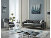 Bolivya Convertible Sofa Grey With Silver Legs in Grey - 101-BOL-AN152-3