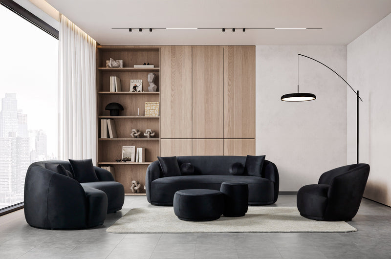 Bonita Black Velvet Living Room Set from Nova Furniture - DMV Furniture
