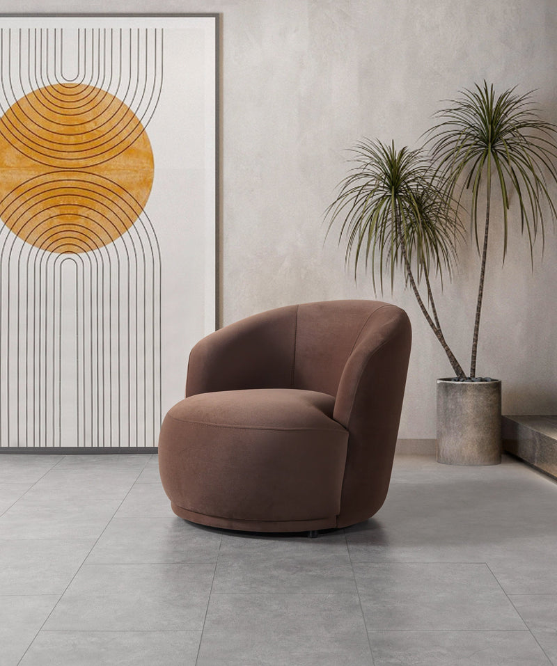 Bonita Coffee Velvet Accent Chair - BONITACOFFEEVL-C