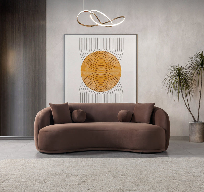 Bonita Coffee Velvet Sofa 91" - BONITACOFFEEVL-S