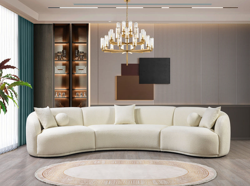 Bonita Ivory Boucle 3 - Piece Curved Sectional - DMV FurnitureSectional