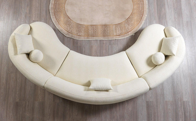 Bonita Ivory Boucle 3 - Piece Curved Sectional - DMV FurnitureSectional