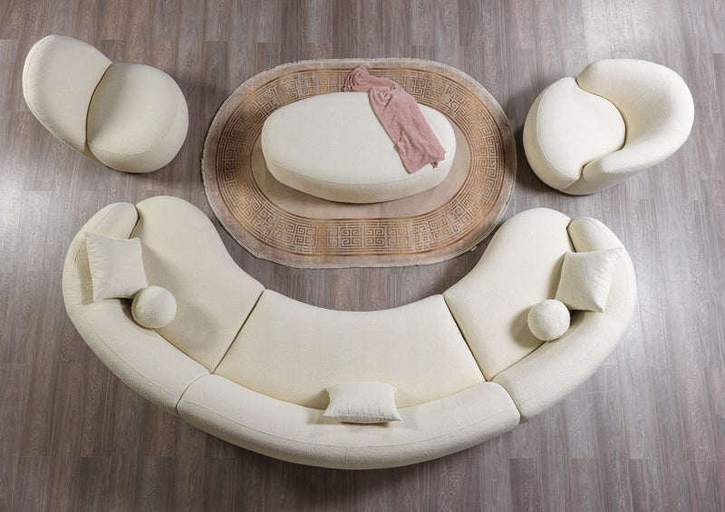 Bonita Ivory Boucle 3 - Piece Curved Sectional - DMV FurnitureSectional