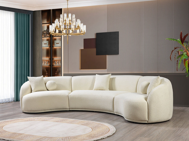 Bonita Ivory Boucle 3 - Piece Curved Sectional - DMV FurnitureSectional
