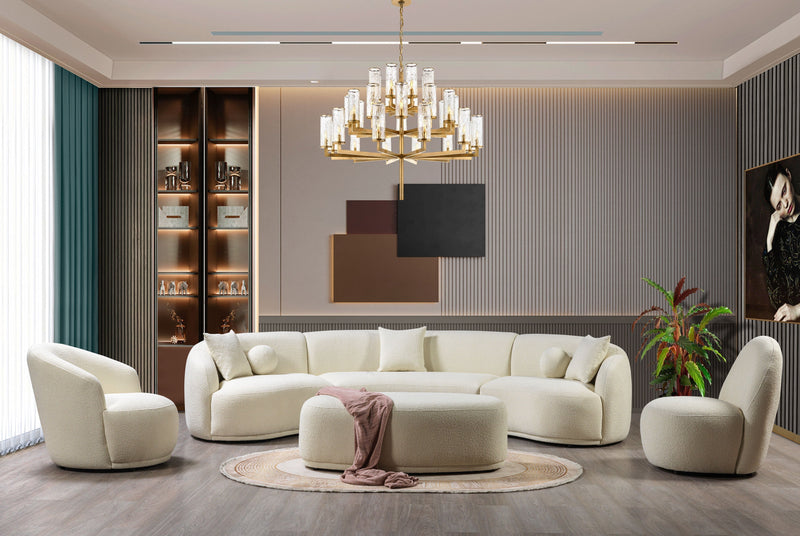 Bonita Ivory Boucle 3 - Piece Curved Sectional - DMV FurnitureSectional
