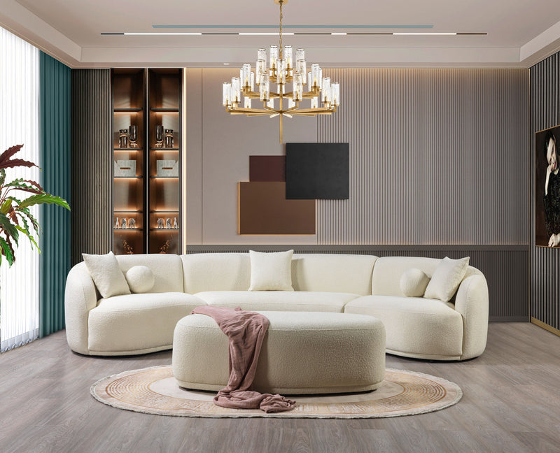 Bonita Ivory Boucle 3 - Piece Curved Sectional - DMV FurnitureSectional
