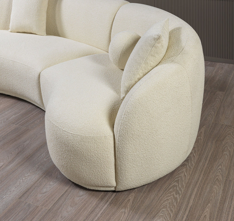 Bonita Ivory Boucle 3 - Piece Curved Sectional - DMV FurnitureSectional