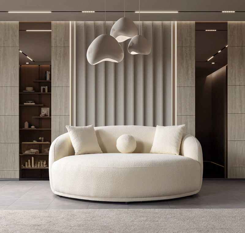Bonita Ivory Boucle Round Sofa  71" - BONITAIVORY-RS