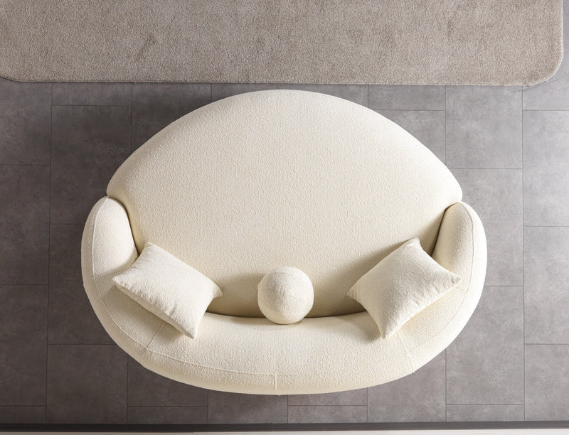 Bonita Ivory Boucle Round Sofa  71" - BONITAIVORY-RS