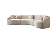 Bonita Ivory Velvet 3-Piece Curved 138" Sectional - BONITAIVORYVL-SEC3