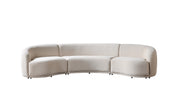 Bonita Ivory Velvet 3-Piece Curved 138" Sectional - BONITAIVORYVL-SEC3