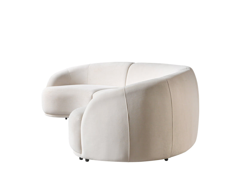 Bonita Ivory Velvet 3-Piece Curved 138" Sectional - BONITAIVORYVL-SEC3