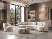 Bonita Ivory Velvet 3-Piece Curved 138" Sectional - BONITAIVORYVL-SEC3