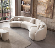 Bonita Ivory Velvet 3-Piece Curved 138" Sectional - BONITAIVORYVL-SEC3