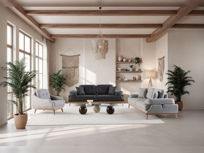 Boss 4-pieces (2 Sofa & 2 Chair) Livingroom in Light Grey - Anthracite - 200-ZEN-BOS-LGRE-ANT-3311