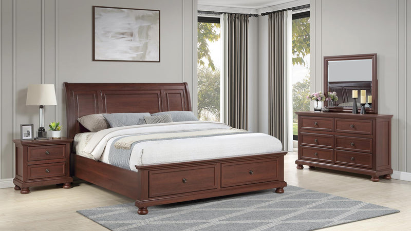 Boston King 4 Pc Bedroom Set in Walnut - Boston King 4 Pc Bedroom Set in Walnut