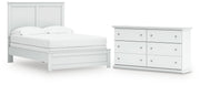 Bostwick Shoals Full Panel Bed and Dresser in White - PKG021569