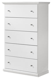 Bostwick Shoals Full Panel Bed, Dresser, Mirror and Chest in White - PKG021567