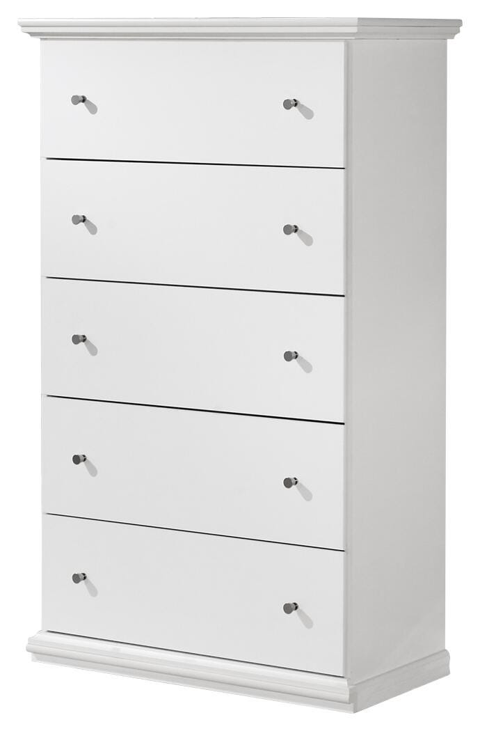 Bostwick Shoals Full Panel Bed, Dresser, Mirror and Chest in White - PKG021567