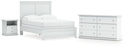 Bostwick Shoals Full Panel Bed with Dresser and Nightstand in White from Ashley - DMV Furniture
