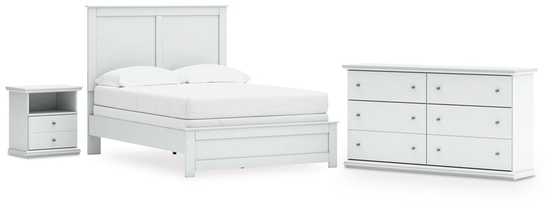 Bostwick Shoals Full Panel Bed with Dresser and Nightstand in White from Ashley - DMV Furniture