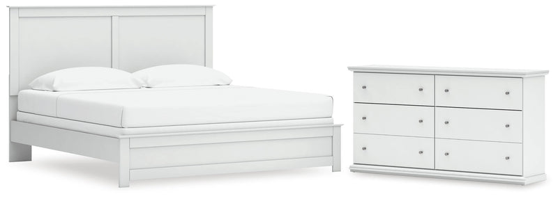 Bostwick Shoals King Panel Bed and Dresser in White - PKG021585