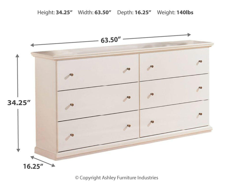 Bostwick Shoals King Panel Bed and Dresser in White - PKG021585