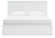 Bostwick Shoals King Panel Bed with Mirrored Dresser and Nightstand in White from Ashley - DMV Furniture