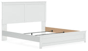Bostwick Shoals King Panel Bed with Mirrored Dresser and Nightstand in White from Ashley - DMV Furniture