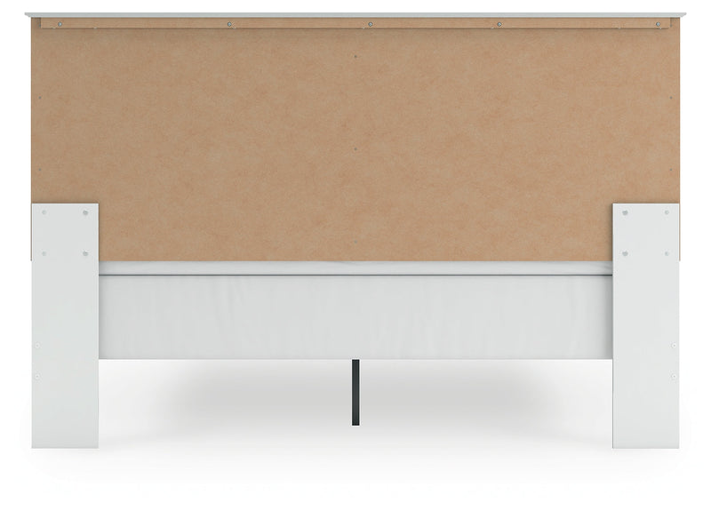 Bostwick Shoals King Panel Bed with Mirrored Dresser and Nightstand in White from Ashley - DMV Furniture