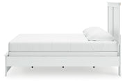 Bostwick Shoals King Panel Bed with Mirrored Dresser and Nightstand in White from Ashley - DMV Furniture