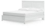 Bostwick Shoals King Panel Bed with Mirrored Dresser and Nightstand in White from Ashley - DMV Furniture