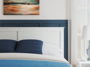 Bostwick Shoals King Panel Bed with Mirrored Dresser and Nightstand in White from Ashley - DMV Furniture