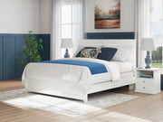 Bostwick Shoals King Panel Bed with Mirrored Dresser and Nightstand in White from Ashley - DMV Furniture