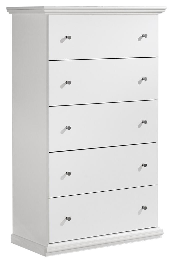 Bostwick Shoals Queen Panel Bed, Dresser, Mirror and Chest in White - PKG021575