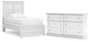 Bostwick Shoals Twin Panel Bed and Dresser in White - PKG021561