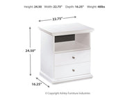 Bostwick Shoals Twin Panel Bed, Dresser, Mirror and 2 Nightstands in White - PKG021556
