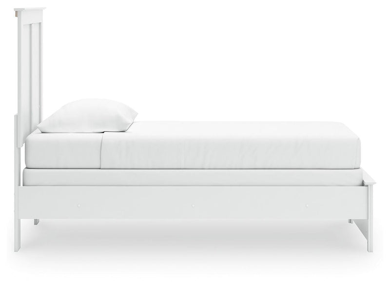 Bostwick Shoals Twin Panel Bed, Dresser, Mirror and Chest in White - PKG021559