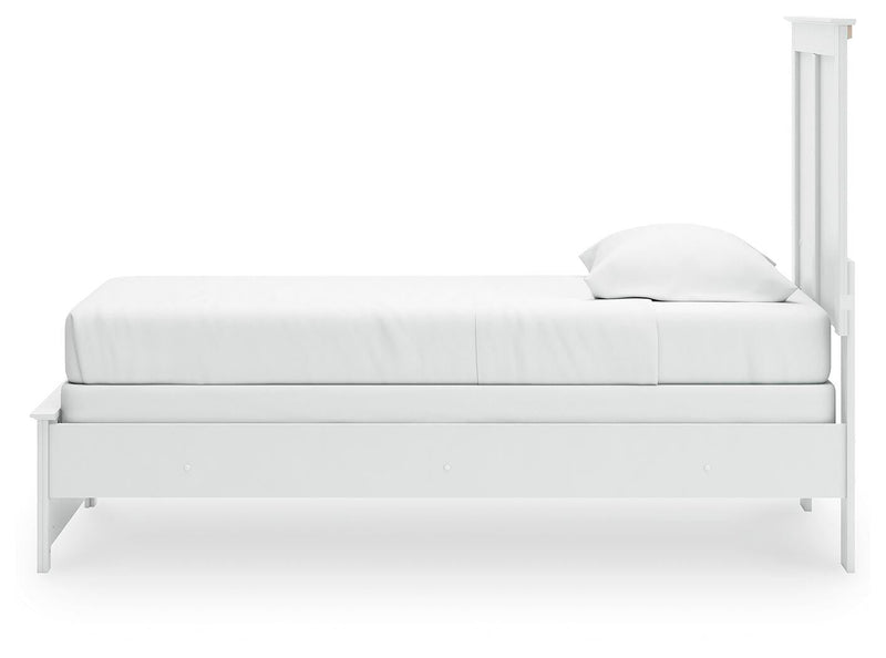 Bostwick Shoals Twin Panel Bed, Dresser, Mirror and Chest in White - PKG021559