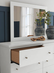 Bostwick Shoals Twin Panel Bed, Dresser, Mirror, Chest and 2 Nightstands in White - PKG021557