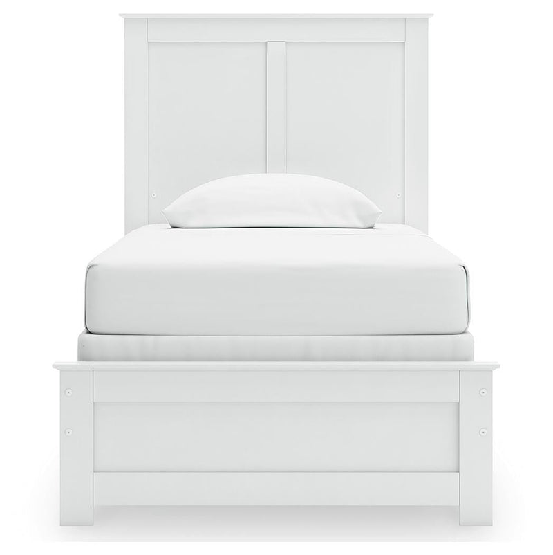 Bostwick Shoals Twin Panel Bed, Dresser, Mirror, Chest and Nightstand in White - PKG021560