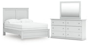 Bostwick Shoals White Full Panel Bed, Dresser and Mirror - B139B48