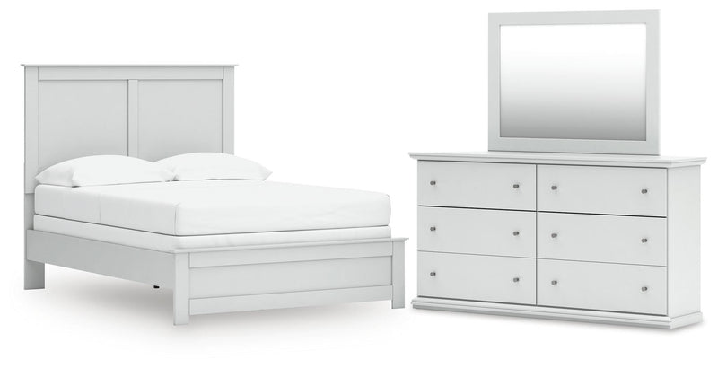 Bostwick Shoals White Full Panel Bed, Dresser and Mirror - B139B48