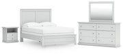 Bostwick Shoals White Full Panel Bed, Dresser, Mirror and Nightstand - B139B58