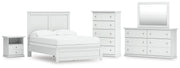 Bostwick Shoals White Full Panel Bed, Dresser, Mirror, Chest, and Nightstand - B139B61