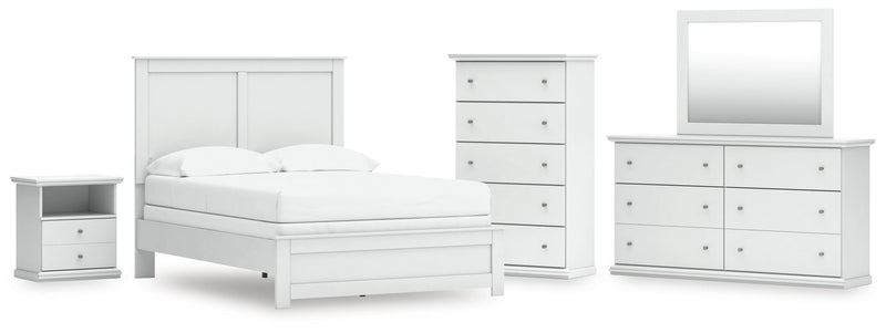 Bostwick Shoals White Full Panel Bed, Dresser, Mirror, Chest, and Nightstand - B139B61